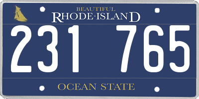 RI license plate 231765