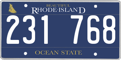 RI license plate 231768