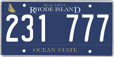 RI license plate 231777