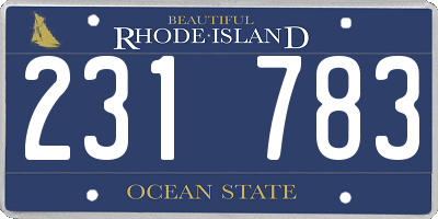 RI license plate 231783
