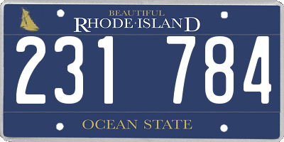 RI license plate 231784