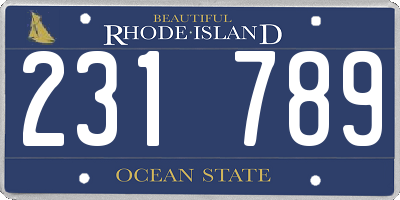 RI license plate 231789