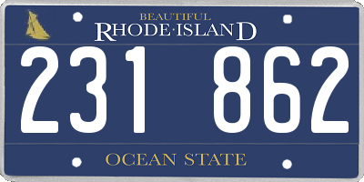 RI license plate 231862