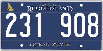 RI license plate 231908