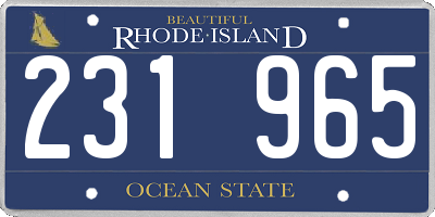 RI license plate 231965