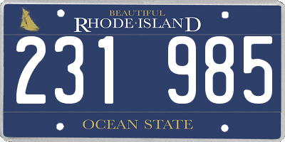 RI license plate 231985