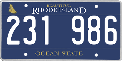 RI license plate 231986