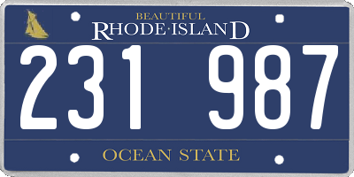 RI license plate 231987