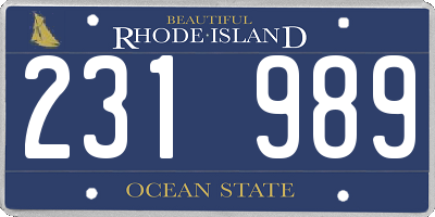 RI license plate 231989
