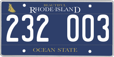 RI license plate 232003