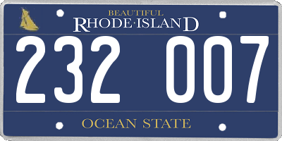 RI license plate 232007