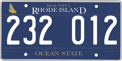 RI license plate 232012