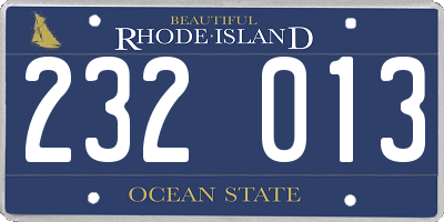RI license plate 232013