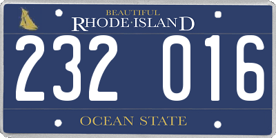 RI license plate 232016