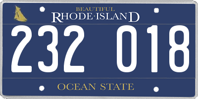 RI license plate 232018