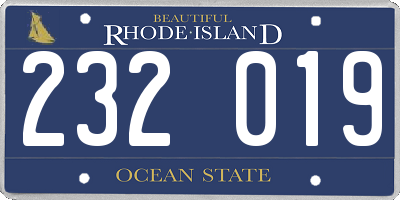 RI license plate 232019