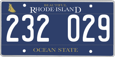 RI license plate 232029
