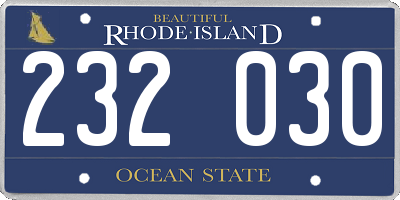RI license plate 232030