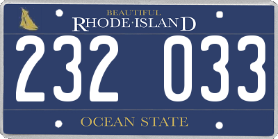 RI license plate 232033