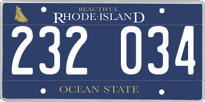 RI license plate 232034