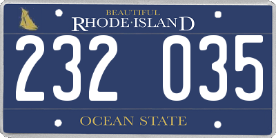 RI license plate 232035