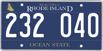 RI license plate 232040