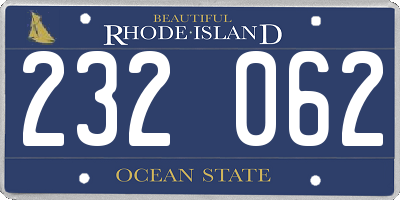 RI license plate 232062