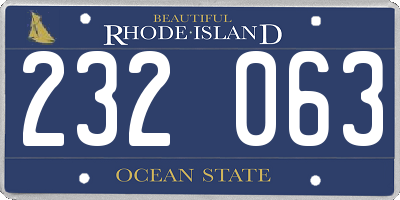 RI license plate 232063