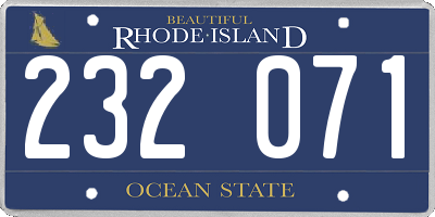 RI license plate 232071