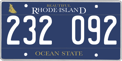 RI license plate 232092