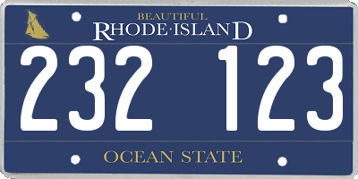 RI license plate 232123