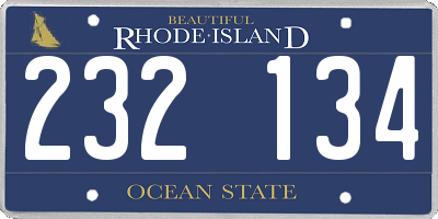 RI license plate 232134