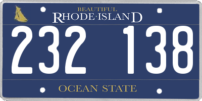 RI license plate 232138