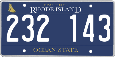 RI license plate 232143