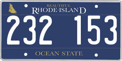 RI license plate 232153