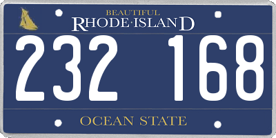 RI license plate 232168