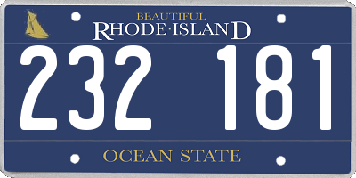 RI license plate 232181