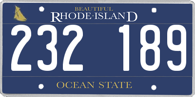 RI license plate 232189