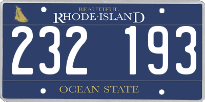 RI license plate 232193