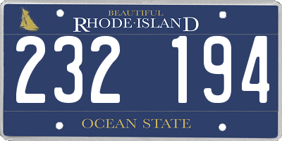 RI license plate 232194