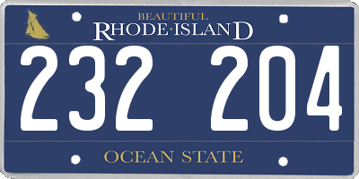 RI license plate 232204