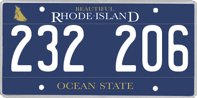 RI license plate 232206