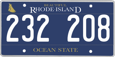 RI license plate 232208