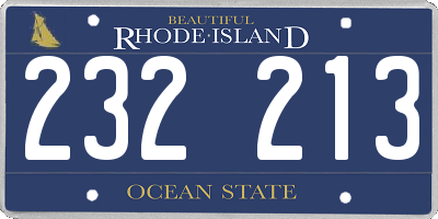 RI license plate 232213