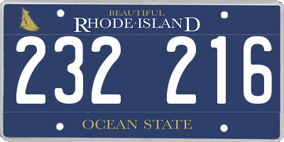 RI license plate 232216