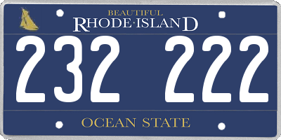 RI license plate 232222