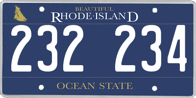 RI license plate 232234