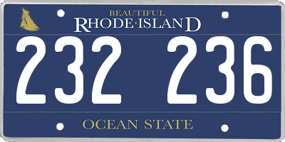 RI license plate 232236