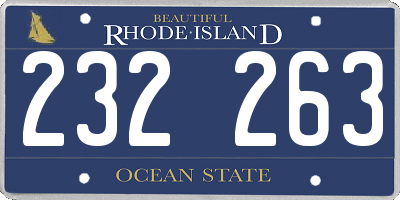 RI license plate 232263