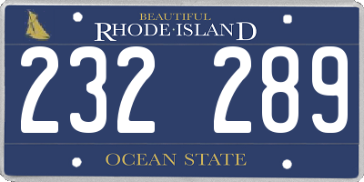 RI license plate 232289